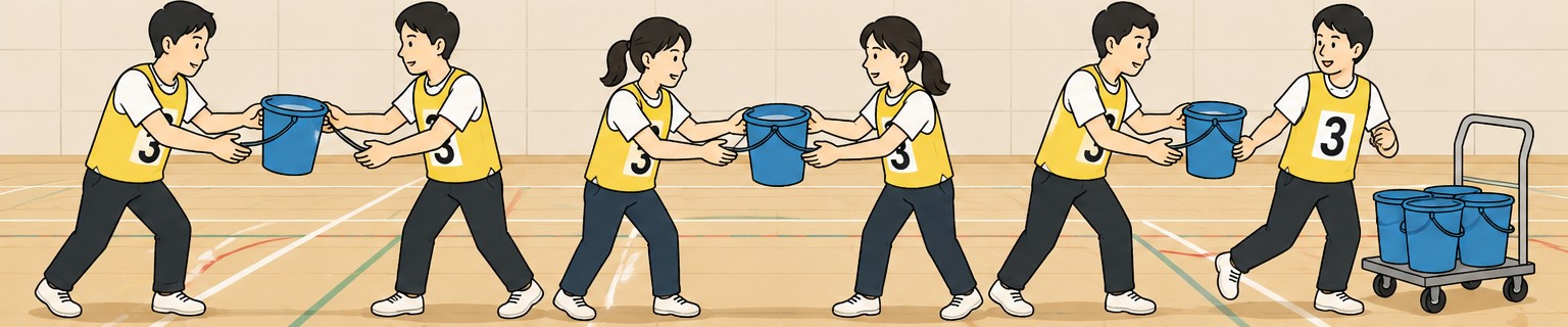 資材連携バケツリレーのイメージ